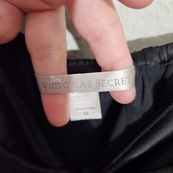 Victorias Secret Slip Dress Nightgown Black Satin Bow Medium - Picture 5 of 15